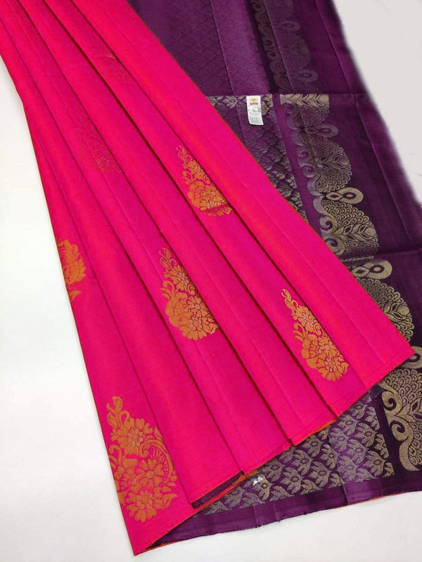 Gajri Nd Purple Colour Soft Lichi Silk Saree