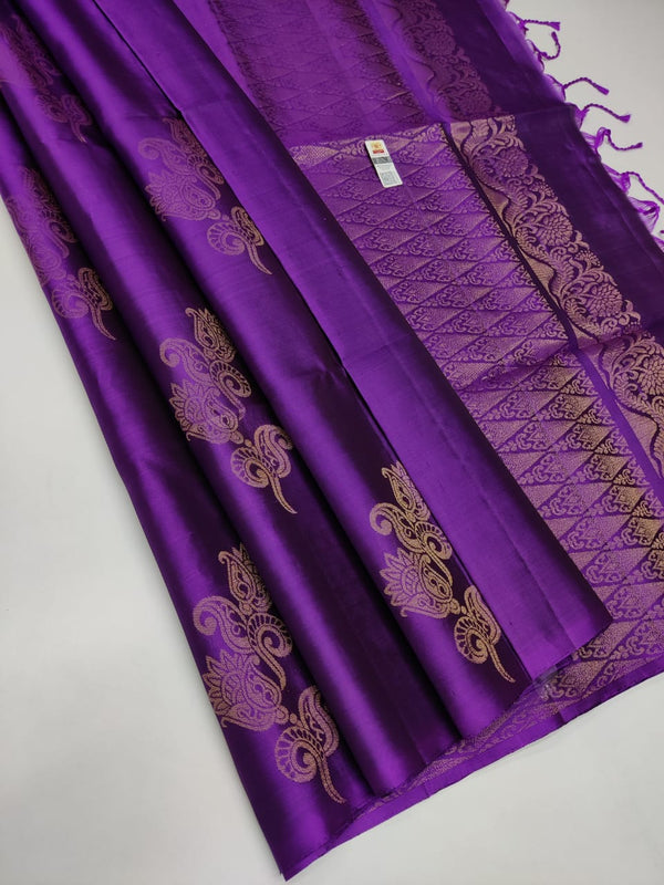 Purple Colour Soft Lichi Silk Saree