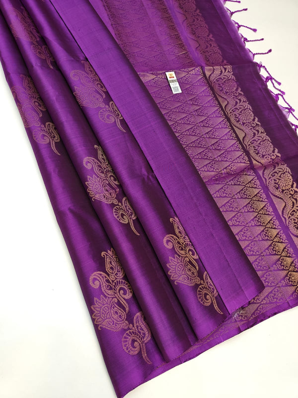 Light Purple  Colour Soft Lichi Silk Saree