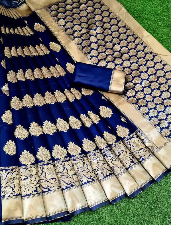 Blue Colour Soft Lichi Silk Saree