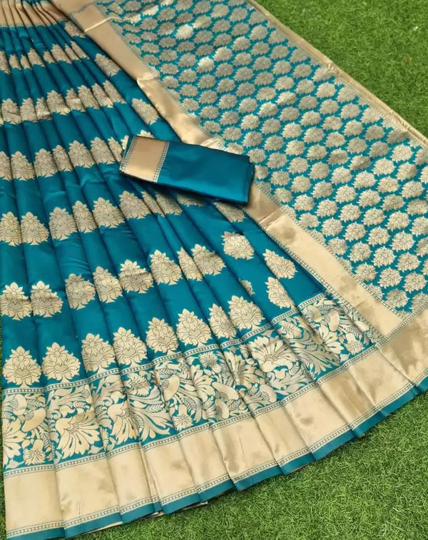 Rama Colour Soft Lichi Silk Saree