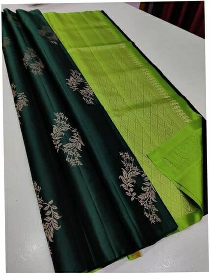 Green Nd Pista Colour Soft Lichi Silk Saree