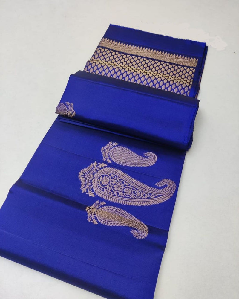 Royal Blue Colour Soft Lichi Silk Saree – silk sutra